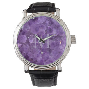 Amethyst Birthstone Monogram Personalised Name Watch