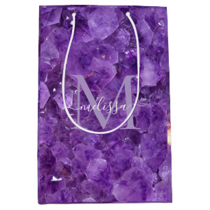 Amethyst Birthstone Monogram Personalized Name Medium Gift Bag