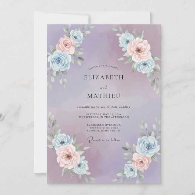 Amethyst Blush Blossom Wedding Invitation (Front)