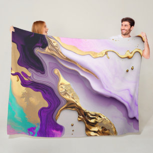 Amethyst & Blush Marble with Liquid Gold Fleece Blanket