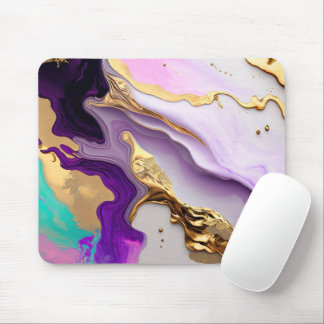 Amethyst & Blush Marble with Liquid Gold Mouse Pad