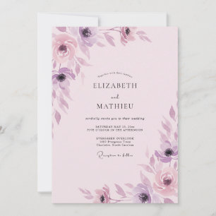 Amethyst Blush Painted Wedding Invitation