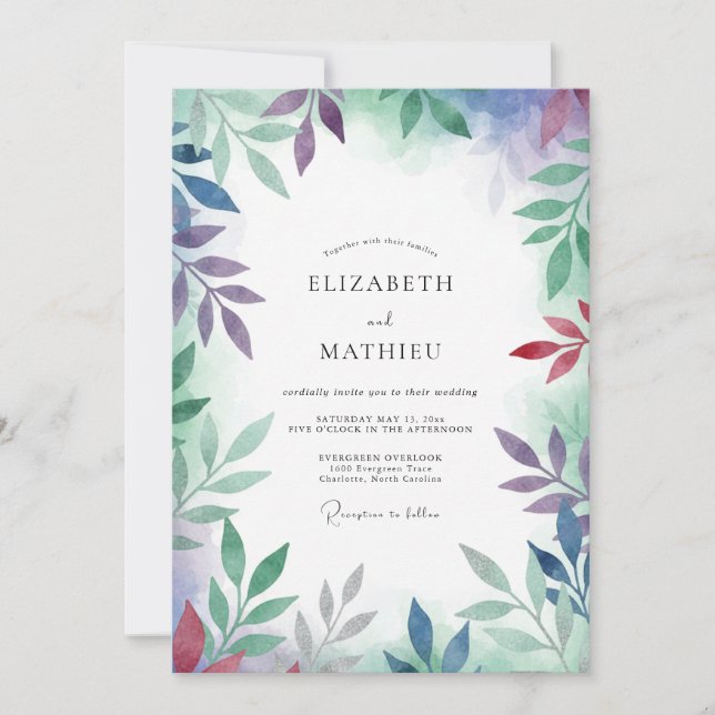 Amethyst Burgundy Painted Wedding Invitation (Front)