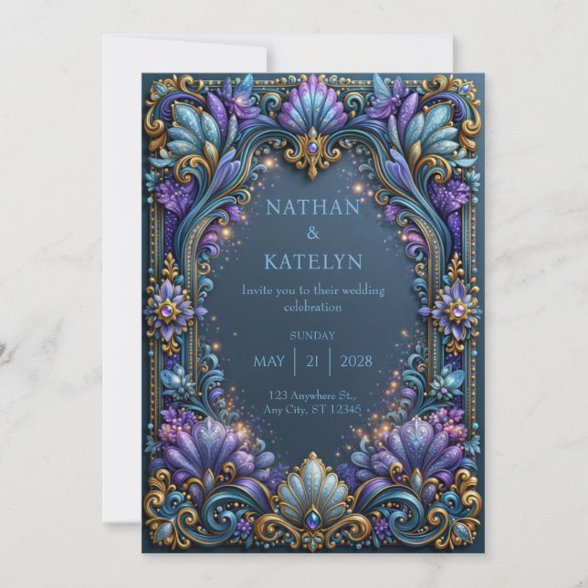 Amethyst Butterfly Garden Wedding Invitation (Front)
