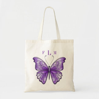Amethyst Butterfly Monogram Tote