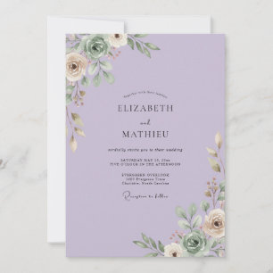 Amethyst Champagne Foliage Eucalyptus Wedding Invitation