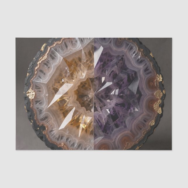 Amethyst Citrine Split Geode Crystal Luxury Tissue Paper (Front)