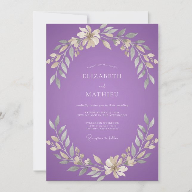 Amethyst Cream Blossom Wedding Invitation (Front)