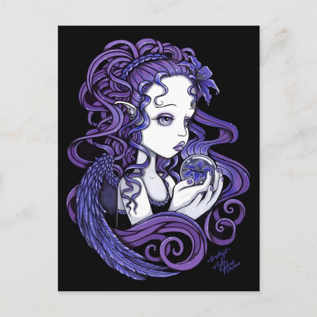 "Amethyst" Crystal Ball Angel Art Postcard (Front)