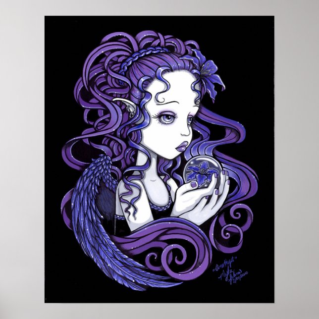 "Amethyst" Crystal Ball Angel Art Poster (Front)