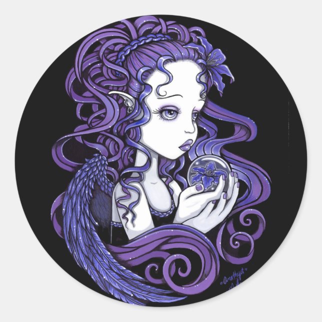 "Amethyst" Crystal Ball Angel Art Stickers (Front)
