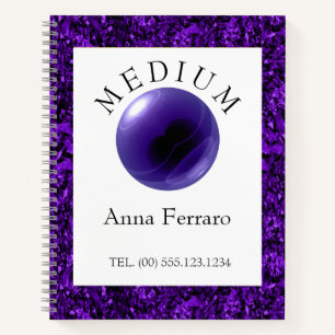 Amethyst Crystal Ball Glitter Medium Clairvoyant Notebook