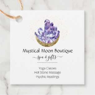 Amethyst Crystal Cluster Gold Crescent Moon Mystic Favour Tags