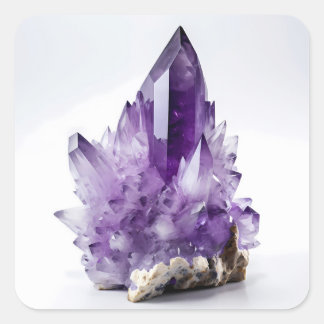 Amethyst Crystal Cluster Purple Gem Gemstone Square Sticker