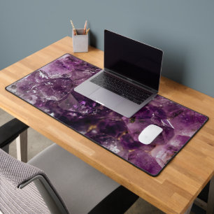 Amethyst Crystal Energy Pattern Desk Mat