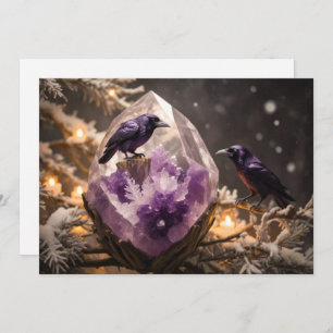 Amethyst Crystal Fantasy - Crows Ravens Christmas  Holiday Card