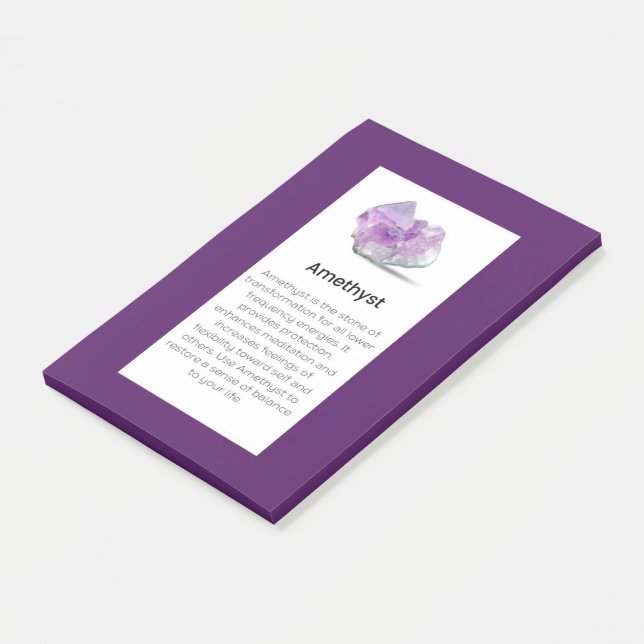 Amethyst Crystal Meaning Jewellery Display Card Post-it Notes (Angled)
