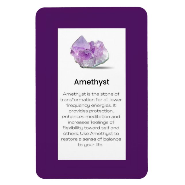 Amethyst Crystal Meaning Jewellery Display Sign Magnet (Vertical)