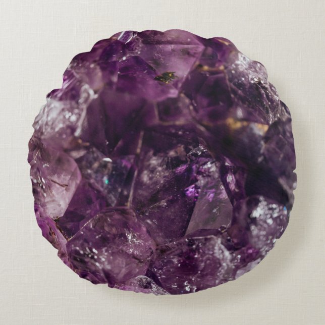 Amethyst Crystal Pattern Round Cushion (Front)