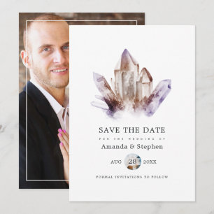 Amethyst Crystal Wedding Photo Save The Date