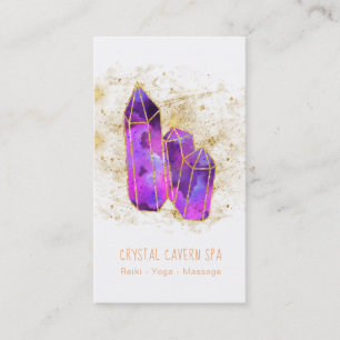 *~* Amethyst Crystals Cosmic Gold Glitter Stars Business Card
