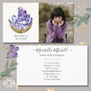 Amethyst Crystals Crescent Moon Mystical Photo Business Card
