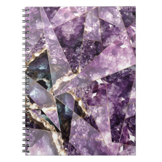 Amethyst crystals gemstones Spiral Photo Notebook