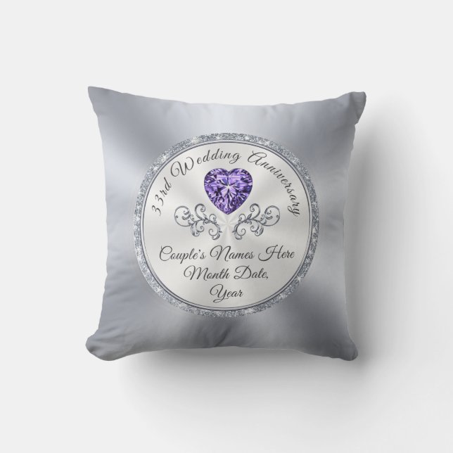 Amethyst Designed, 33 Wedding Anniversary Gift Cushion (Front)