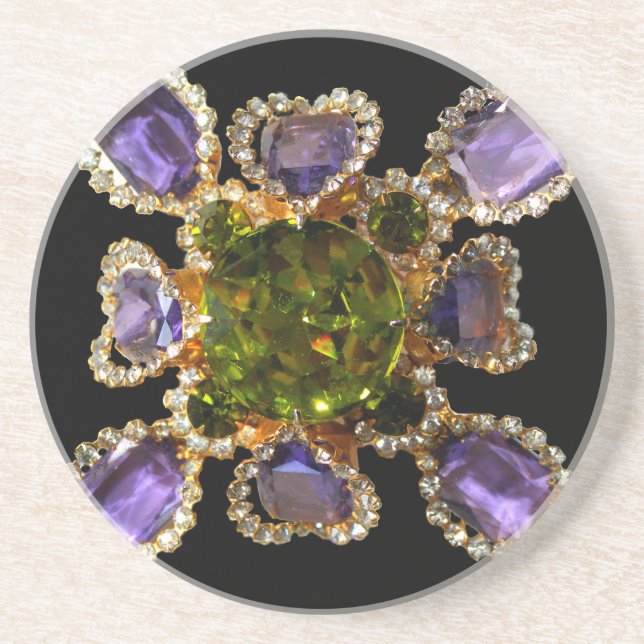 Amethyst, Diamonds, rhinestones, Emeralds Coaster (Front)