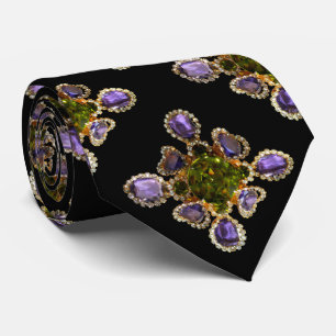 Amethyst, Diamonds, rhinestones, Emeralds Tie