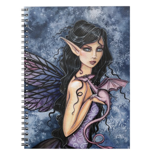 Amethyst Dragon Purple Fairy Fantasy Art Spiral Notebook (Front)