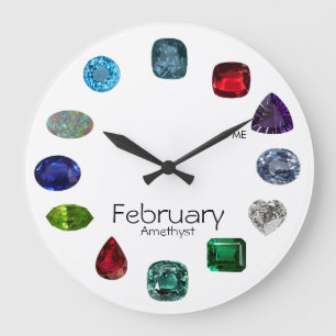 Amethyst, February Birthstone Large Clock
