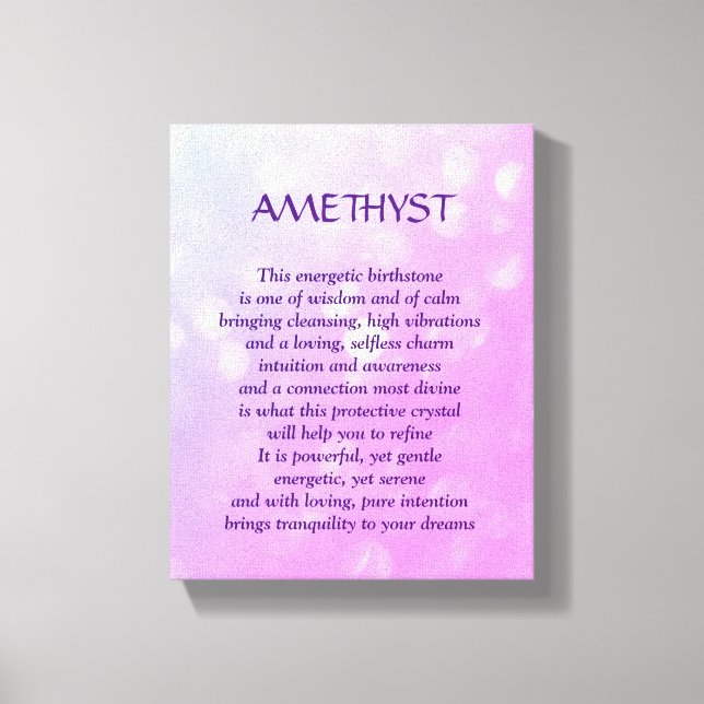 Amethyst - February birthstone poem art canvas Print (Front)