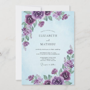 Amethyst Floral Whimsical Wedding Invitation