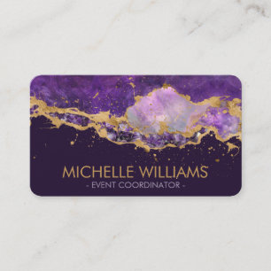 Amethyst, Fluorite and Golden splatter Abstract Business Card