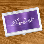 Amethyst Foil Modern Brush Script First Name Business Card Holder<br><div class="desc">A first name business card case holder for her. The script is a lovely, brush stroke modern handwritten script that is a perfect gift for her. The decorative brush stroke style may require you to re-center your given name. You may also customize the font color and calligraphy style. The background...</div>