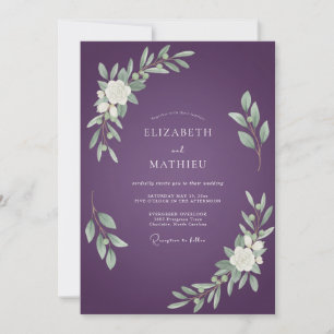 Amethyst Foliage Dusty Eucalyptus Wedding Invitation