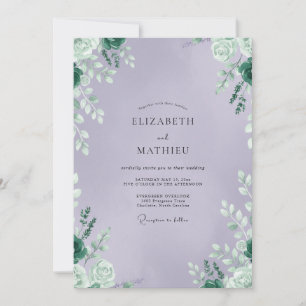 Amethyst Foliage Muted Eucalyptus Wedding Invitation