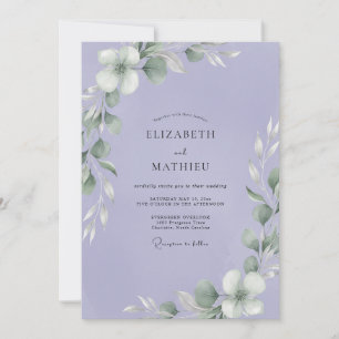 Amethyst Foliage Soft Eucalyptus Wedding Invitation