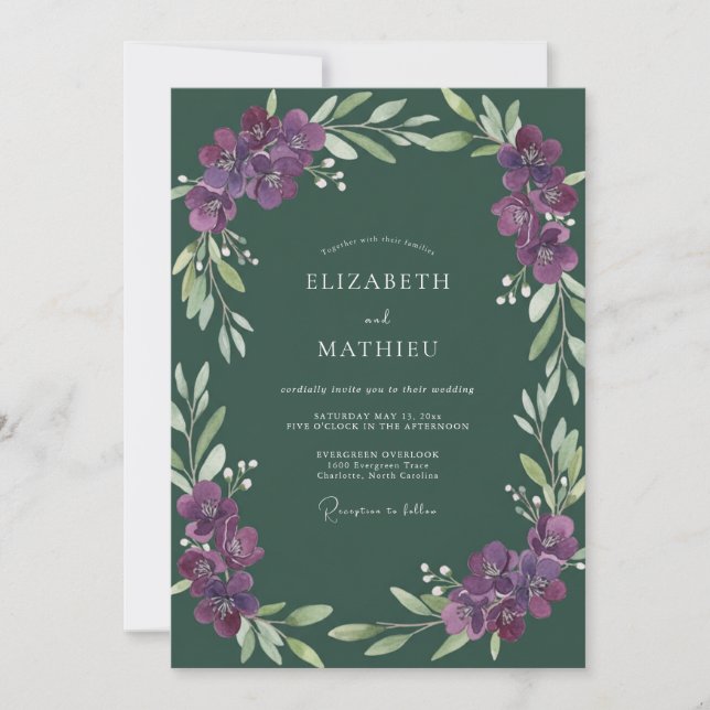 Amethyst Forest Vine Wedding Invitation (Front)