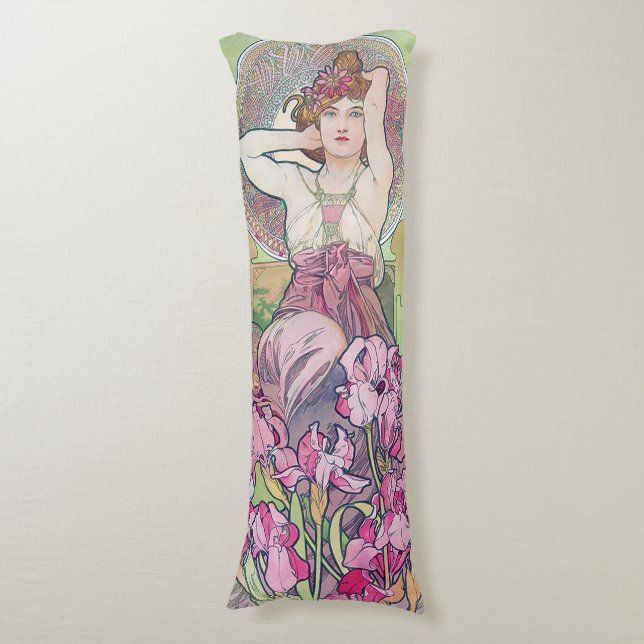 Amethyst (Four Jewels), Alphonse Mucha Body Cushion (Front Vertical)