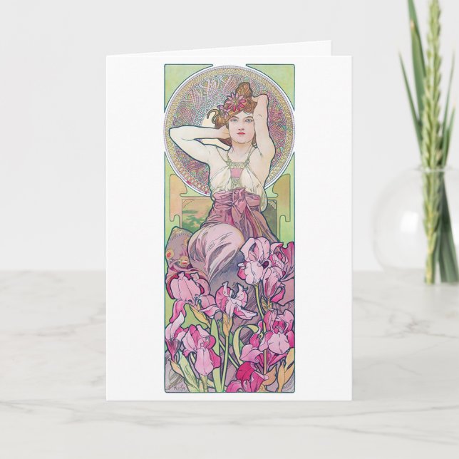Amethyst (Four Jewels), Alphonse Mucha Card (Front)