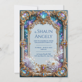 Amethyst Galaxy Floral Wedding Invitation