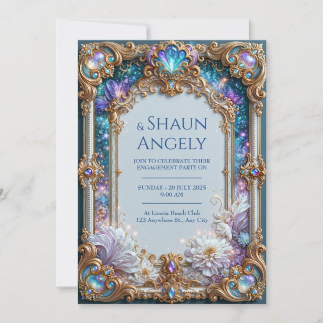 Amethyst Galaxy Floral Wedding Invitation (Front)