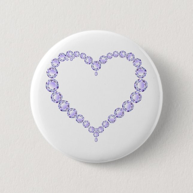 Amethyst Gem heart 6 Cm Round Badge (Front)