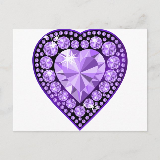 Amethyst Gem heart Postcard (Front)