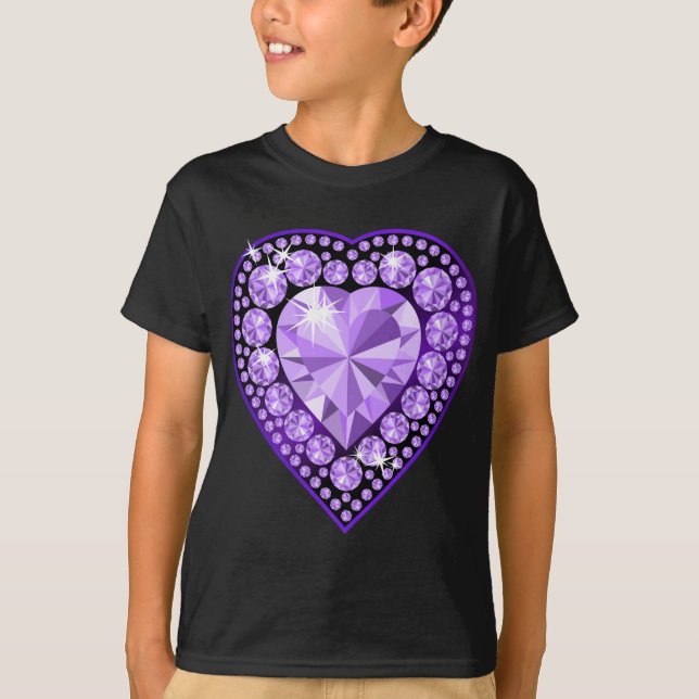 Amethyst Gem heart T-Shirt (Front)