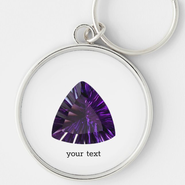Amethyst Gemstone, February Birthstone, Purple Key Ring (Front)