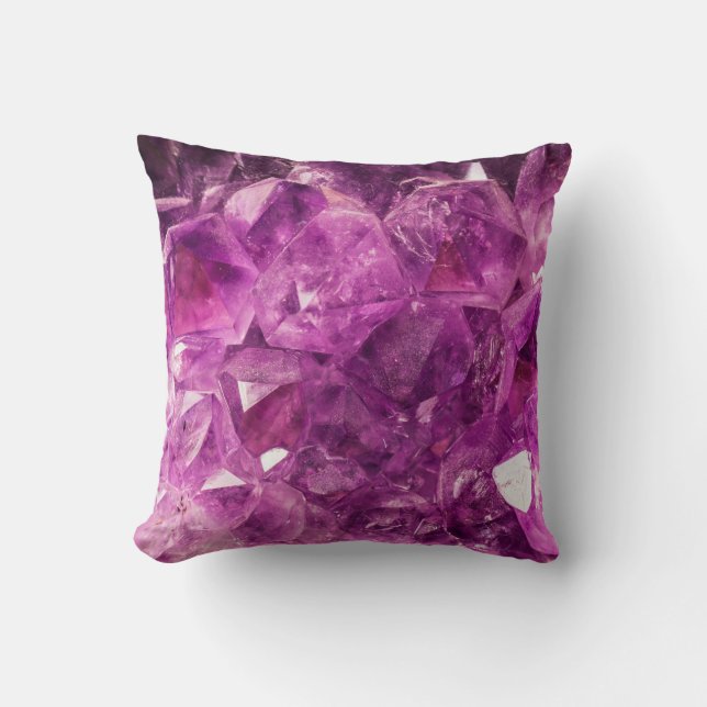 Amethyst Gemstone Image Shiny and Sparkly Cushion (Front)