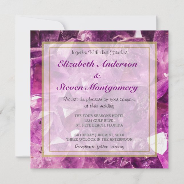 Amethyst Gemstone Image Shiny and Sparkly Invitation (Front)